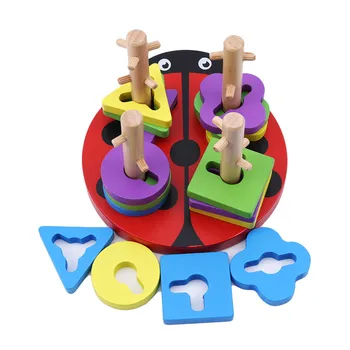 Naujos Ikimokyklinio Ugdymo Žaislų, Medinių Stulpų, Geometrijos Formos, Mokymasis Ir Švietimas Žaislas Suprasti Color & Formos Žaislas