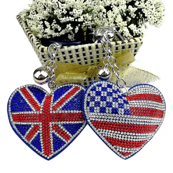 Naujų kūrybinių britų ir amerikiečių vėliava modelis keychain su užpildyta kalnų krištolas mados maišelį pakabukas