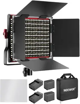 Neewer 3-Pack Pritemdomi Bi-color 660 LED Vaizdo Šviesos, Šviesos Stendas, Li-ion Baterija Rinkinys fotostudija 