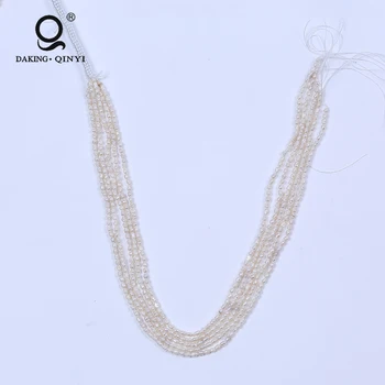 Nekilnojamojo Natūralių Gėlavandenių Perlų 3-3.5 mm Ryžių, Baltos Spalvos, Perlo String