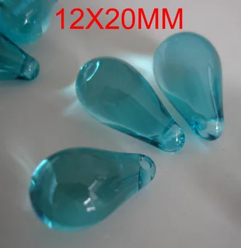 Nemokamas pristatymas 100vnt/daug 12X20mm AKVAMARINAS SPALVA crystal VANDENS LAŠAS kristalų užuolaidų pakabučiai ,krištolo sietynas, dalys