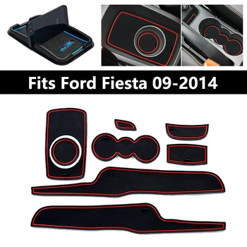 Neslidus Kilimėlis Ford Fiesta 2009 - Automobilių Reikmenys Vidaus Duris Groove Vandens Puodelio Laikiklis Kilimėliai Guminiai, Telefono Turėtojas