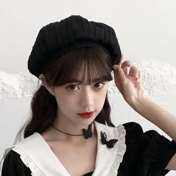 Net raudona rudenį korėjiečių Leidimas pavasario ir vasaros universalus mados vientisos spalvos dailininko skrybėlę Japonijos Beretė mados tendencija