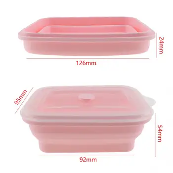 Nešiojamų 350ML 2 Spalvų FDA Silikono keičiamo dydžio Bento Dėžutė su apvalios angos ir neleidžiančioms slysti Dalelių - 40 ~ 230 C temperatūros.
