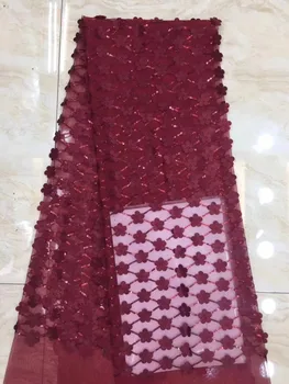 Nigerijos naujas nėriniai siuvinėjimo audinys, prancūzų nėriniai kokybės gazas Kalėdų suknelė su subtilus nėrinių audinio blizgančiais ML7392