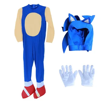 OHMETOY Sonic The Hedgehog, Pilnas Komplektas Kostiumas Vaikų Žaidimo Veikėjas Cosplay Helovinas Veiklos Drabužius Jumpsuits Kepurės Pirštinės
