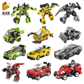 PANLOS SS Blokai Suderinama Su LegoINGlys Super Lenktynių Miesto Automobilis Deformacijos Roboto Modelis, Vaikų Žaislas Lipdukas Dovana