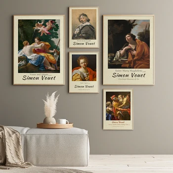 Pasaulyje Garsaus Simono Vouet Venera Ir Adonis Parodos Plakatą, Drobė, Tapyba Spausdinti Sienos Paveiksl Miegamasis Retro Namų Puošybai