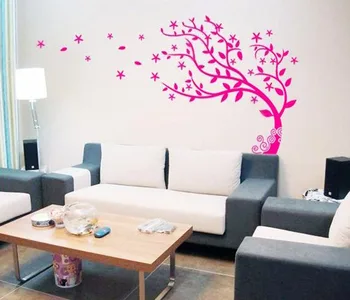 Pink Žiedų Sakura Gėlių Vinilo, Medžio Sienos Lipdukai Lipdukas Freskos Namų Dekoro Nuimamas Namų Puošybai Sienos Meno Miegamasis Decal