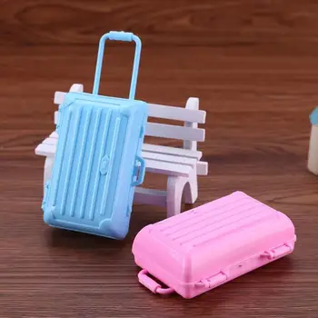Plastikinis Lagaminas Bagažo 1pcs Mini Kelionės Mergina Lėlės Vaikams Miniatiūriniai Lėlių, Žaislų, Žaisti Aksesuaras Žaislai Mergina Gimtadienio Dovana
