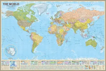 Politinis pasaulio žemėlapis anglų, 1:17 m