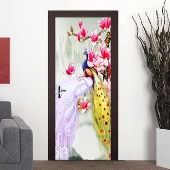 Povas Magnolia Gėlių 3D Durų Lipduką 