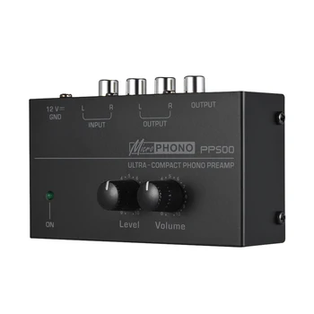 PP500 Garso Namų Metalo Nešiojamas Su Lygiu, Itin Kompaktiškas Stereo Fonografo Preamplifier Ratas, garso reguliavimas, Phono Preamp