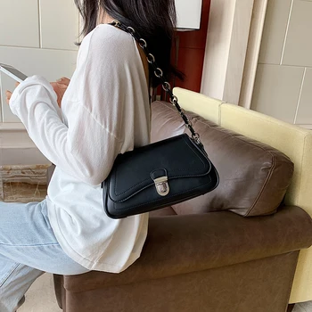 Prabangos dizaineris moterų maišą mados grandinės maišelį ponios rankinėje vientisos spalvos PU moterų maišelį atsitiktinis petį krepšys krepšys
