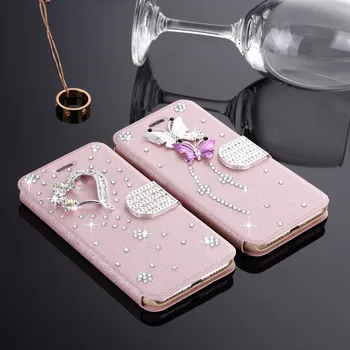 Prabangus Diamond Piniginės Flip Case for Samsung Galaxy S10Plus S20 S7 S8 S9Plus Blizgučiai Bling Odos Padengti Samsung Note 10 9 8