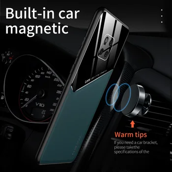 Prabangus Odinis Automobilių Magnetinis Laikiklis Telefoną Atveju Huawei Mate 30 20 P40 30 P20 Lite Pro 9X-Ultra plonas Silikono Apsaugos Dangtelis