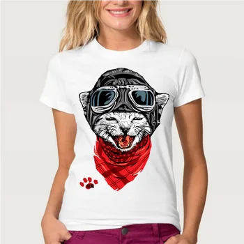 Prekės ženklo drabužių moteriški marškinėliai Plėšikas katės dizaino marškinėliai funny cat spausdinti moterų trumpomis rankovėmis mergaitei, mielas viršūnės