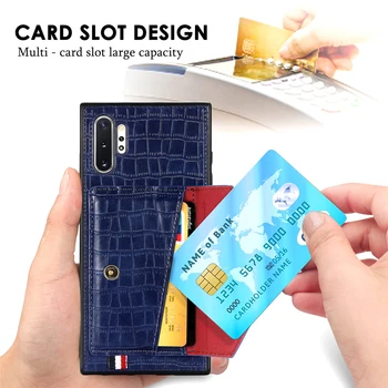 Premium Odinis dėklas, Skirtas Samsung Galaxy Note 10+ Magnetiniai Automobilių Mount Telefono Dangtelį Galaxy Note 10 5G Stovėti Kortelės Kišenės Padengti