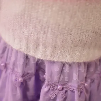 Princesė saldus lolita megztinis Saldainių lietus Rudens žiemos tuščiaviduriai iš verpalų Ledų kratinys gėlės Aukštos apykaklės megztinis C16CD5908