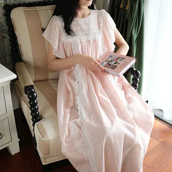 Princesė saldus lolita pižama Mielas princesė kelio ilgis baltas gražus palace nėrinių namų Suknelė Pižama vasarą MHH NK09