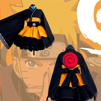 Pritaikyti Anime Naruto Cosplay Mergaičių Kostiumai, Naruto Uzumaki Lolita Medžiaga Uchiha Sasuke Kimono Suknelę Akatsuki Lolita Suknelė Moterims
