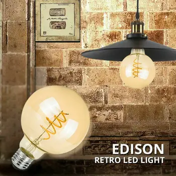Pritemdomi E27 Retro Vintage Lanksti LED Edison Spiralės Kaitinimo Lemputės+Retro Kaitinimo Apdaila, Led Apšvietimas, Lempos