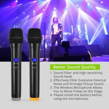 PROZOR UHF Dual Channel Bevielio Mikrofono Sistema su LCD Ekrano Nešiojamą Karaoke Mikrofonus Rinkinys Karaoke Sistema