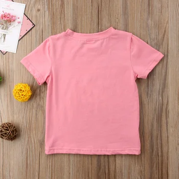 Pudcoco Nauja Vaikiška Kūdikis, Vaikas, Vaikai Mergina Baby Pink trumpomis Rankovėmis Palaidinė marškinėliai Tee Topai Marškinėliai Atsitiktinis Vasaros Drabužių 1-6T