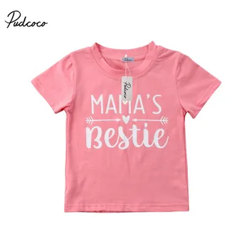 Pudcoco Nauja Vaikiška Kūdikis, Vaikas, Vaikai Mergina Baby Pink trumpomis Rankovėmis Palaidinė marškinėliai Tee Topai Marškinėliai Atsitiktinis Vasaros Drabužių 1-6T