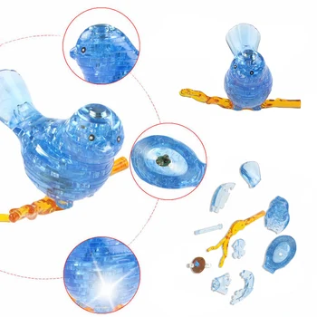 Puikus 3D Kristalų Paukštis su Šviesos Puzzle Dėlionės Modelį, Vaikai, vaikas, Dovana Žaislas