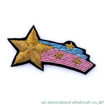Rainbow star ženklelis Metalas, šilko, rankų darbo siuvinėjimas, emblemos Mados maišelį drabužius ir skrybėles, rozet