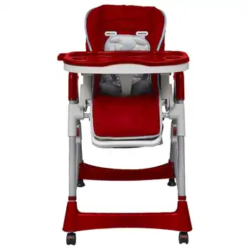 Raudona Kūdikių Chindren Sulankstomas High Chair Deluxe Aukštis Reguliuojamas 60 x 74 x (76-102) cm 5 taškų saugos diržai Aukštą Kėdutę,