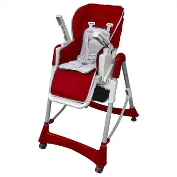 Raudona Kūdikių Chindren Sulankstomas High Chair Deluxe Aukštis Reguliuojamas 60 x 74 x (76-102) cm 5 taškų saugos diržai Aukštą Kėdutę,