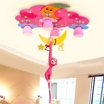 Rausvos spalvos, vaikų kambario šviesos Princesė miegamojo lempa animacinių filmų lubų lempa