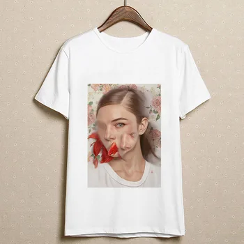 Retro abstrakti moteris atspausdinta marškinėliai moterims Harajuku Naujas vasaros Plonas skirsnio t-shirt moterų top Atsitiktinis mados estetika marškinėlius
