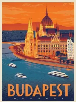 Retro Budapešte (Vengrija Derliaus Kelionės Foto ŠILKO PLAKATAS Dekoratyvinis Sienų dažymas 24x36inch
