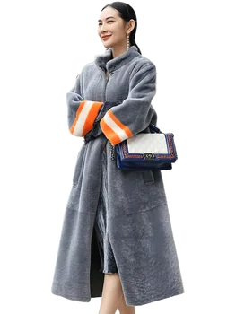 Rudens-Žiemos moteriškų Rūbų 2020 M. Gamtinių Nekilnojamojo Kailio Vilnos Striukė korėjos Derliaus Streetwear Dukart susidūrė su Kailio Viršūnes ZT3433