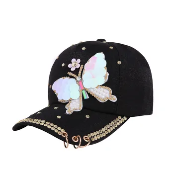 Rudenį Moterų Beisbolo kepuraitę Moterų Spalvinga Didelis Drugelis Skrybėlę Medvilnės Blizgančio Metalo Snapback Kepurės Hip-Hop skrybėlės 2020 m.