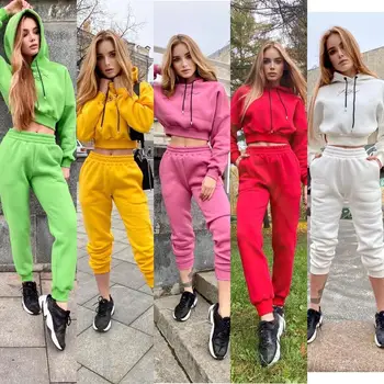 Rudenį, žiemą boutique moterų nespalvoti hoodie kostiumas nauja tendencija multi - color ilgomis rankovėmis moterų street photo kostiumas