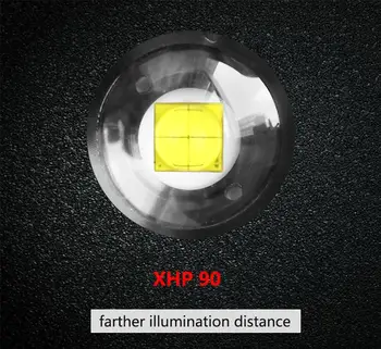 Ryškiausia XHP90 LED Žibintuvėlis Įkraunamas Galingas Žibintuvėlis Super Vandeniui Zoom Medžioklės Šviesos Naudojimo 18650 arba 26650 Battey
