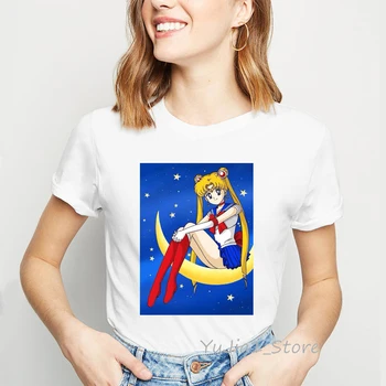 Sailor moon marškinėliai moterims harajuku anime marškinėliai moteriški drabužiai ropa mujer 2019 m. vasarą balta moterų marškinėliai kawaii marškinėlius tees