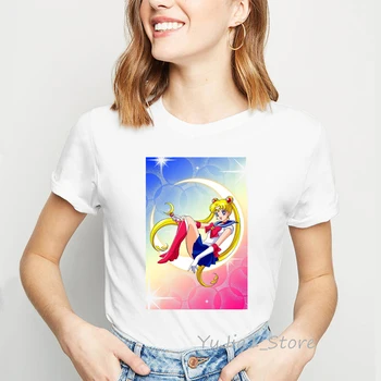 Sailor moon marškinėliai moterims harajuku anime marškinėliai moteriški drabužiai ropa mujer 2019 m. vasarą balta moterų marškinėliai kawaii marškinėlius tees