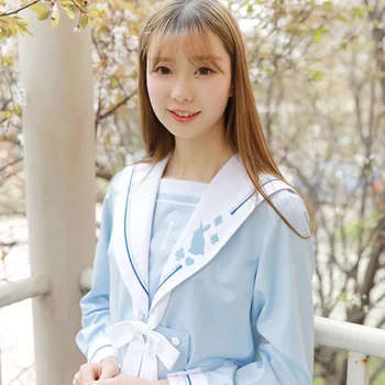 Sakura šviesiai mėlyna Japonijos mokyklinę uniformą sijonas jk vienodos klasės uniformos kostiumas sailor kolegijos vėjo kostiumas moterų studentų uniformų