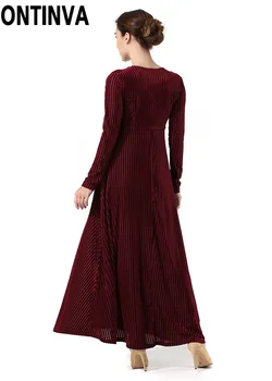 Seksualus Aksomo Vintage Suknelė V-Kaklo, Ilgomis Rankovėmis Suknelės Moteris Vakarėlis Šokių Elegantiškas Ponios Juoda Vyno Raudona Vestidos De Fiesta
