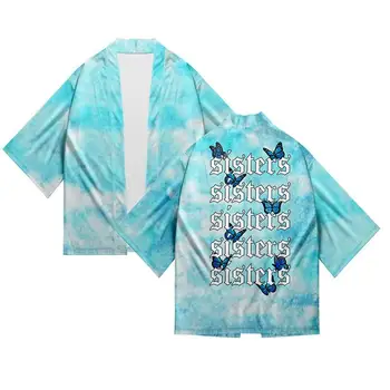 Seserys Drugelis Kimono Marškinėliai 3d Spausdinimo Mada Sporto Hip-Hop Vyrų Septynių Taškų Rankovėmis Viršūnes Atsitiktinis Megztinis Striukės Streetwear 4XL