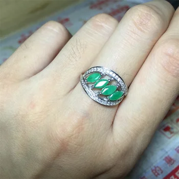 SHIQING Pobūdžio žalia 4pcs smaragdas 925 sterlingas sidabro prabanga brangakmeniai brangakmenio lapų žiedas moterims