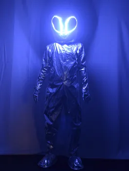 Sidabro LED Svetimų šviesos Žėrintis Drabužių, kostiumų naktiniame klube Bar KTV Kūrybinės Veiklos Rekvizitai kosmoso rodo, šokių Drabužiai