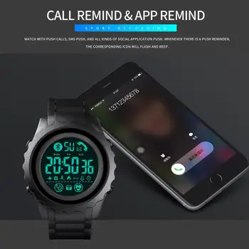 SKMEI Smart Skaitmeniniai Laikrodžiai vyriški Žiūrėti APP Priminti Kalorijų Smartwatch Vandeniui 