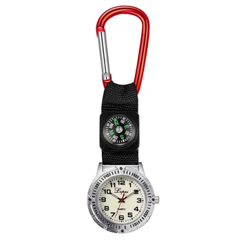 Slaugytojų Šviesos Kvarco Kišenėje Žiūrėti Fob laikrodis su Kompasu, Karabinai JL