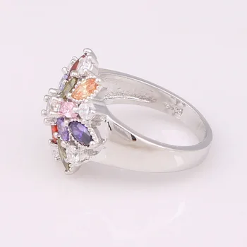 Spalvinga Kubinis Cirkonis cirkonis gėlių vestuvių žiedas mados vintage papuošalai vestuvių žiedas 6 7 8 9 10 sandėlyje